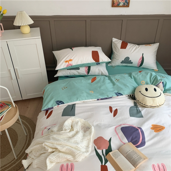 91家纺网 家纺一手货源 找家纺 时年 2020新款40支全棉莫兰迪系列四件套 花开半夏