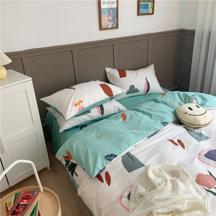 91家纺网 家纺一手货源 找家纺 时年 2020新款40支全棉莫兰迪系列四件套 花开半夏