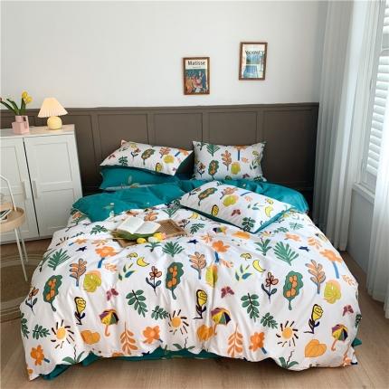 时年 2020新款40支全棉莫兰迪系列四件套 绿意