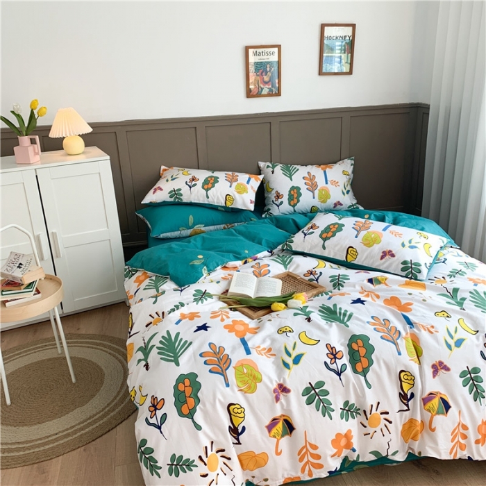 91家纺网 家纺一手货源 找家纺 时年 2020新款40支全棉莫兰迪系列四件套 绿意