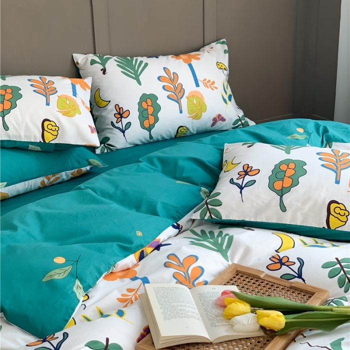 91家纺网 家纺一手货源 找家纺 时年 2020新款40支全棉莫兰迪系列四件套 绿意