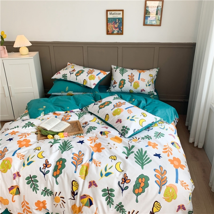 91家纺网 家纺一手货源 找家纺 时年 2020新款40支全棉莫兰迪系列四件套 绿意