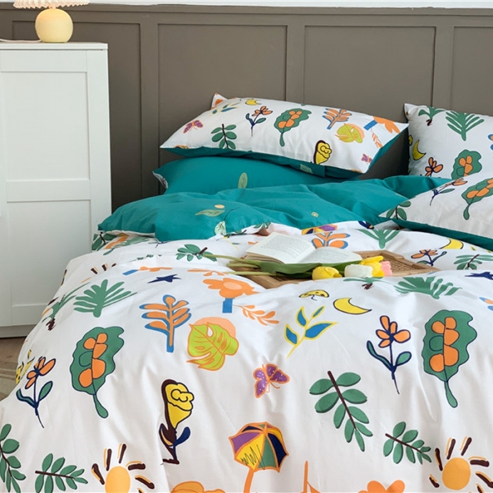 91家纺网 家纺一手货源 找家纺 时年 2020新款40支全棉莫兰迪系列四件套 绿意