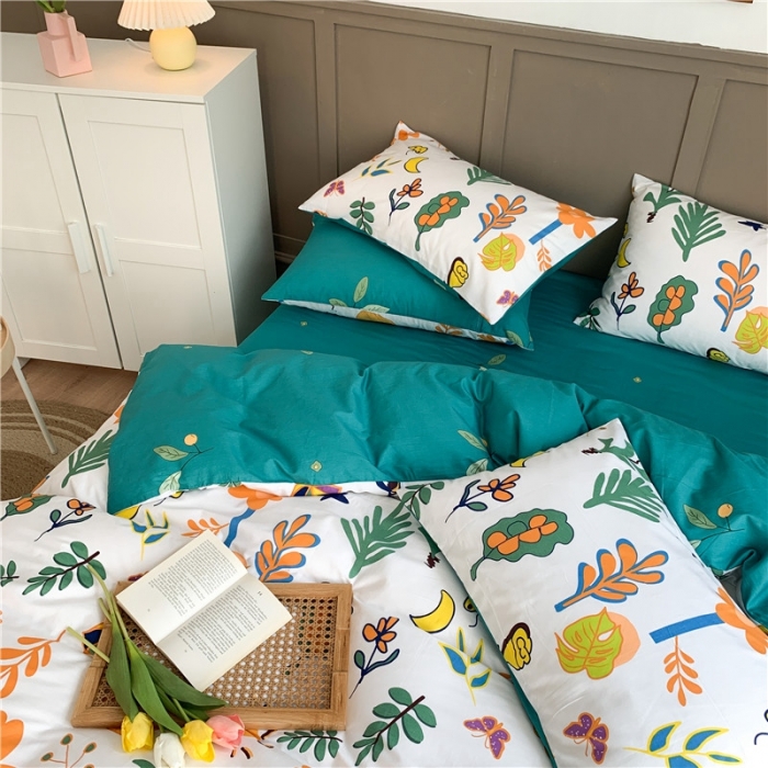 91家纺网 家纺一手货源 找家纺 时年 2020新款40支全棉莫兰迪系列四件套 绿意