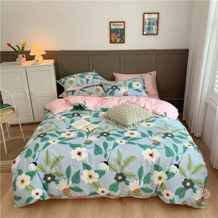 时年 2020新款40支全棉莫兰迪系列四件套 莫奈花园