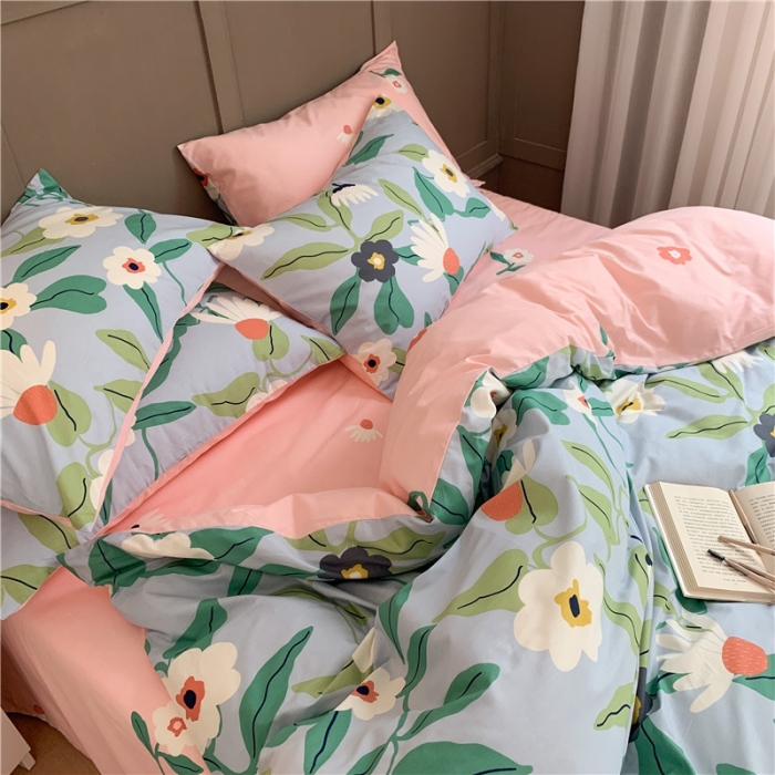 91家纺网 家纺一手货源 找家纺 时年 2020新款40支全棉莫兰迪系列四件套 莫奈花园