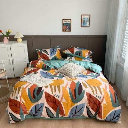 时年 2020新款40支全棉莫兰迪系列四件套 日光森林