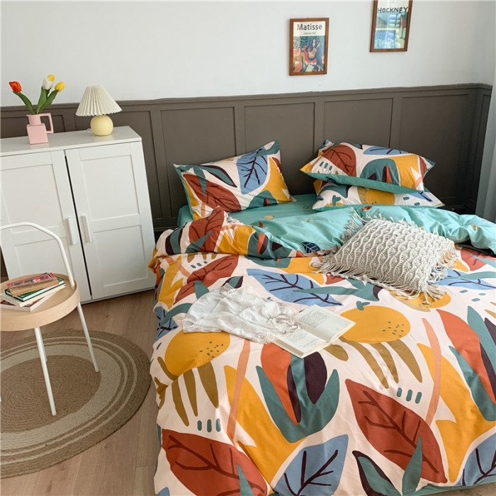 91家纺网 家纺一手货源 找家纺 时年 2020新款40支全棉莫兰迪系列四件套 日光森林