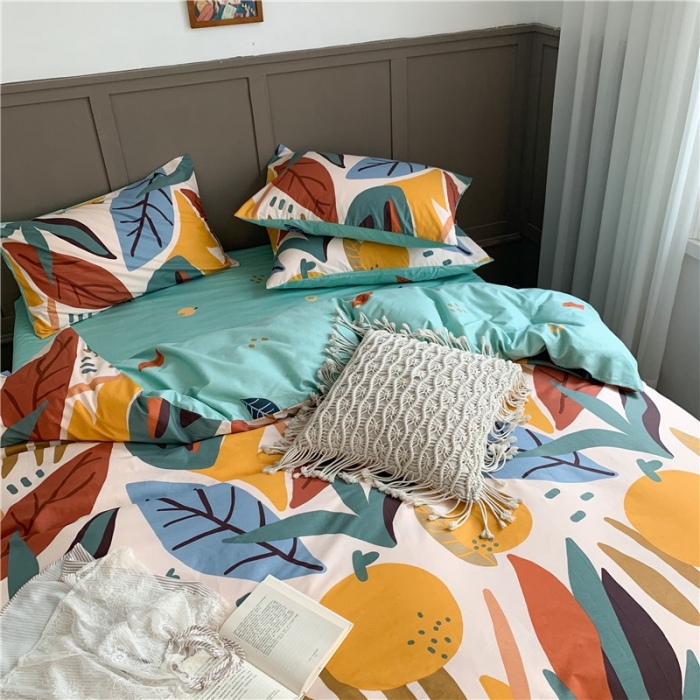 91家纺网 家纺一手货源 找家纺 时年 2020新款40支全棉莫兰迪系列四件套 日光森林