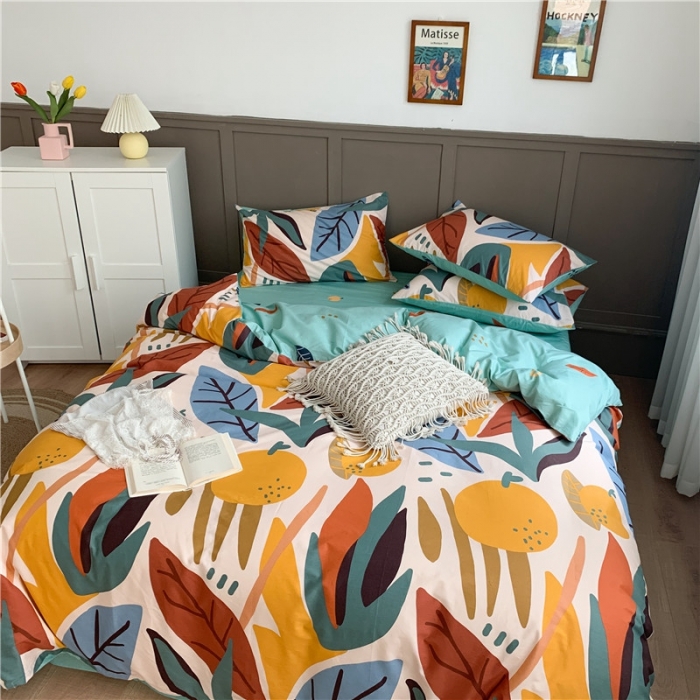 91家纺网 家纺一手货源 找家纺 时年 2020新款40支全棉莫兰迪系列四件套 日光森林