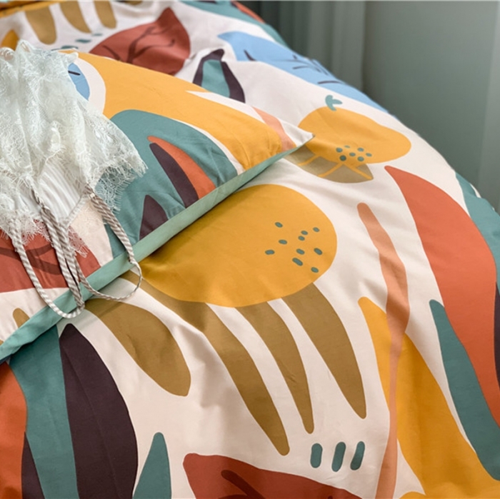 91家纺网 家纺一手货源 找家纺 时年 2020新款40支全棉莫兰迪系列四件套 日光森林