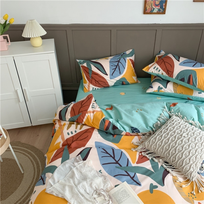 91家纺网 家纺一手货源 找家纺 时年 2020新款40支全棉莫兰迪系列四件套 日光森林