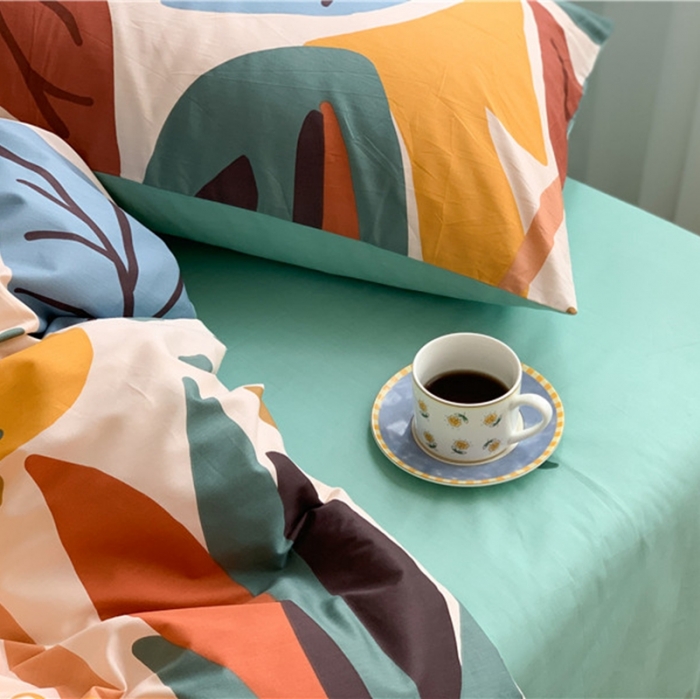 91家纺网 家纺一手货源 找家纺 时年 2020新款40支全棉莫兰迪系列四件套 日光森林