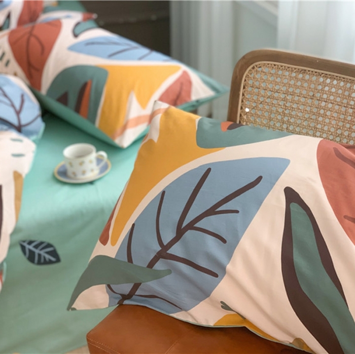 91家纺网 家纺一手货源 找家纺 时年 2020新款40支全棉莫兰迪系列四件套 日光森林