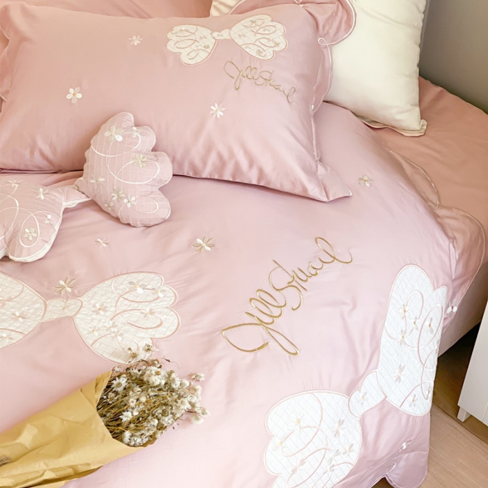 91家纺网 家纺一手货源 找家纺 星野 2020新款60长绒棉温妮莎四件套 温妮莎粉