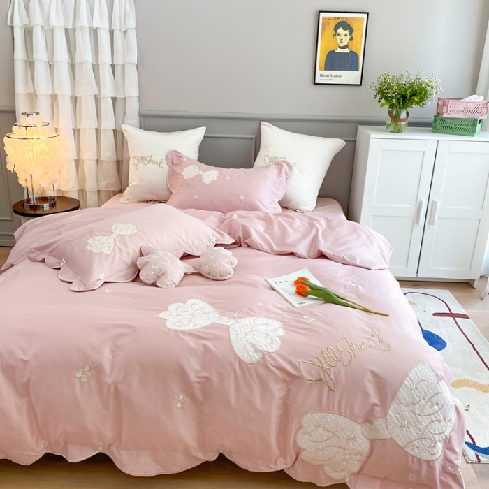 91家纺网 家纺一手货源 找家纺 星野 2020新款60长绒棉温妮莎四件套 温妮莎粉