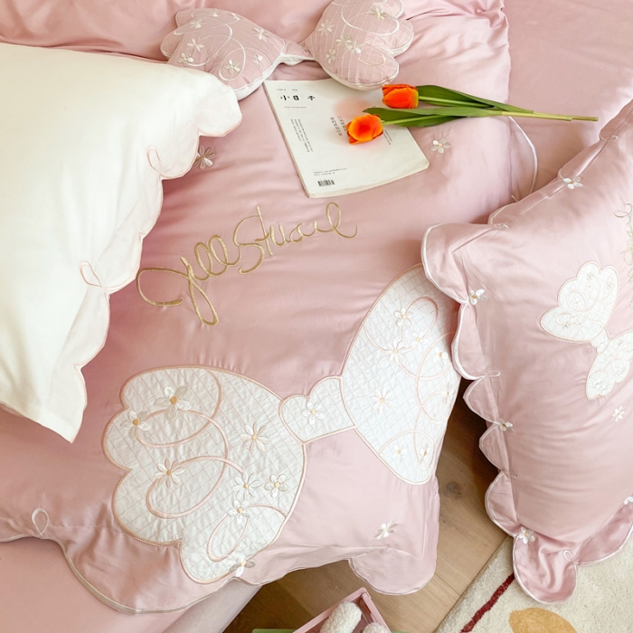 91家纺网 家纺一手货源 找家纺 星野 2020新款60长绒棉温妮莎四件套 温妮莎粉