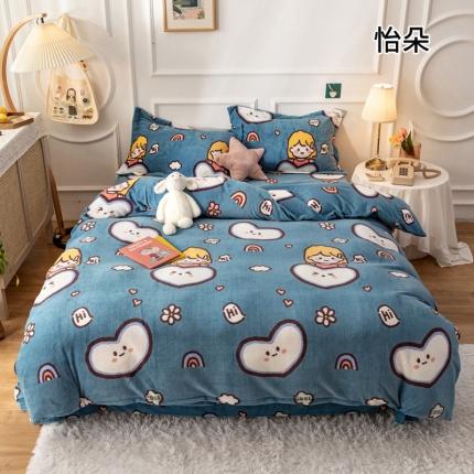 91家纺网 家纺一手货源 找家纺 珺柔 2020新款高克重牛奶绒四件套 怡朵