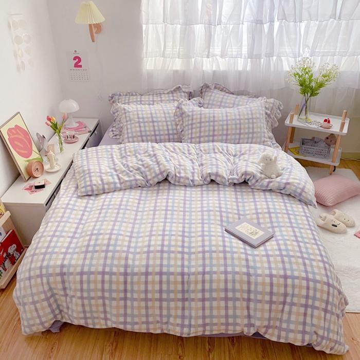 91家纺网 家纺一手货源 找家纺 （总）2021牛奶绒四件套法莱绒三件套（马卡龙格紫）