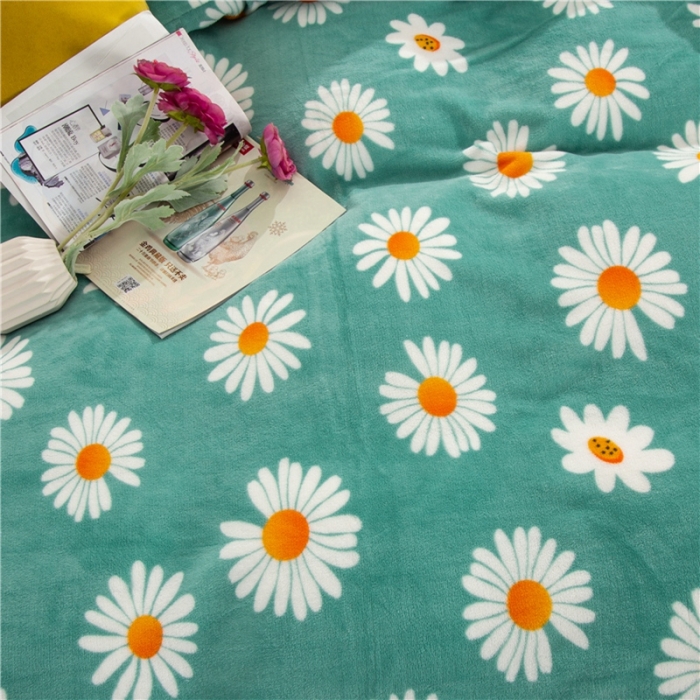 91家纺网 家纺一手货源 找家纺 青竹苑 2020新款牛奶绒四件套 小雏菊-绿