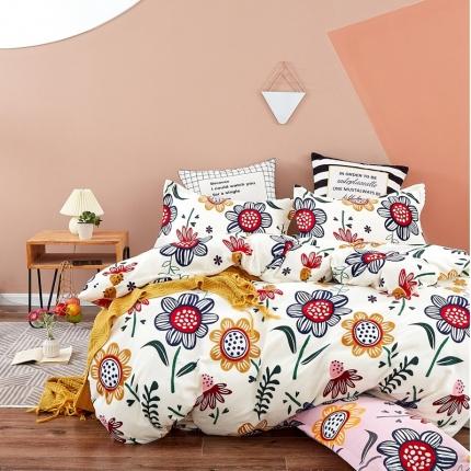 91家纺网 家纺一手货源 找家纺 青竹苑 2020新款牛奶绒四件套 艳丽夺目-米白