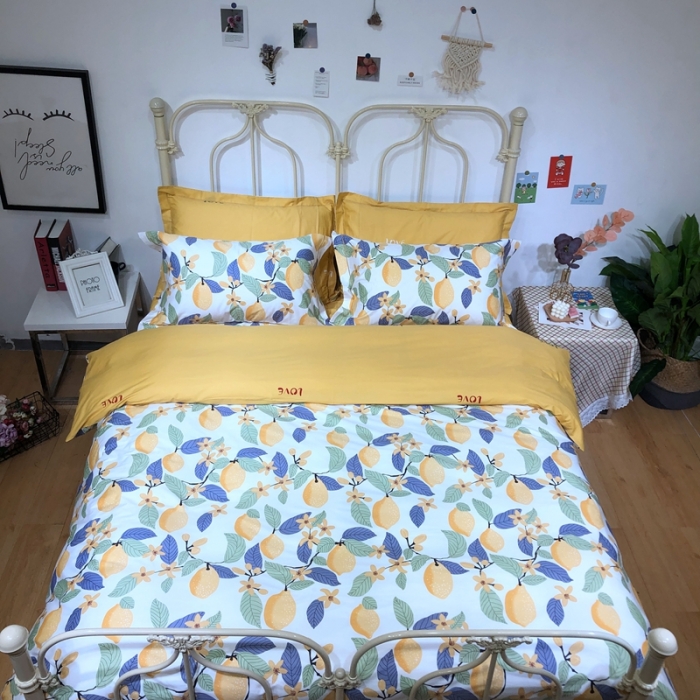 91家纺网 家纺一手货源 找家纺 棉生活新款40S臻棉四件套 柠夏-白