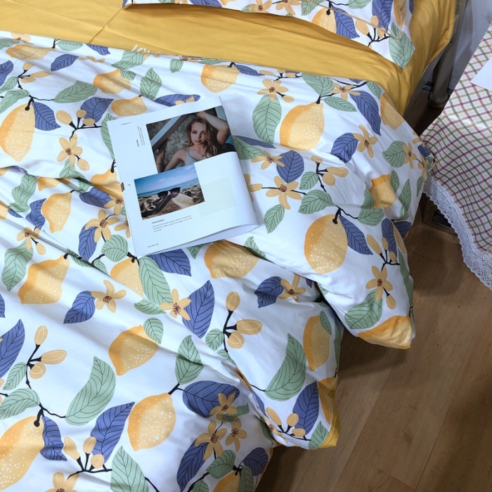 91家纺网 家纺一手货源 找家纺 棉生活新款40S臻棉四件套 柠夏-白