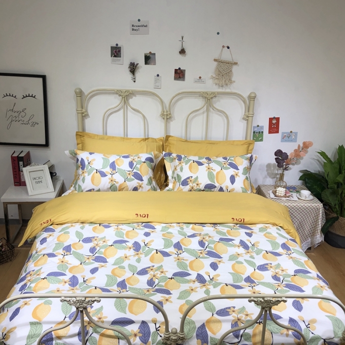 91家纺网 家纺一手货源 找家纺 棉生活新款40S臻棉四件套 柠夏-白