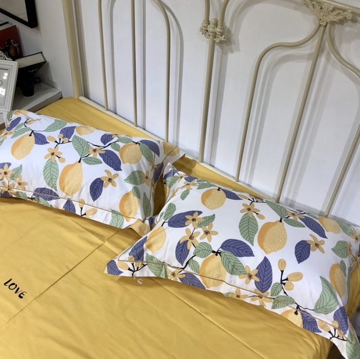 91家纺网 家纺一手货源 找家纺 棉生活新款40S臻棉四件套 柠夏-白