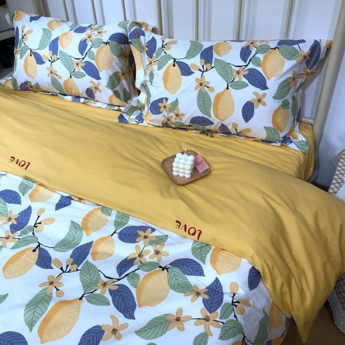 91家纺网 家纺一手货源 找家纺 棉生活新款40S臻棉四件套 柠夏-白