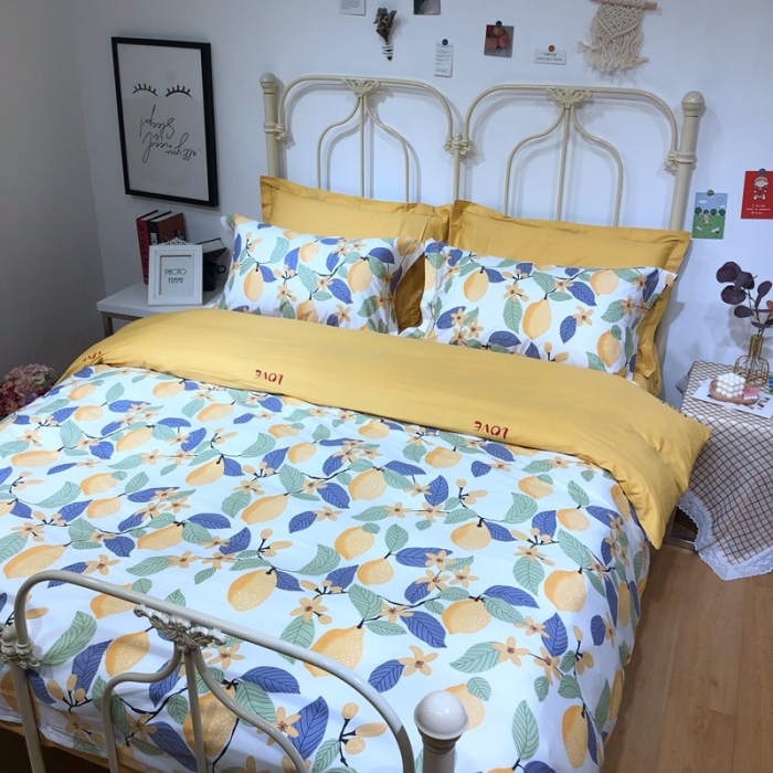 91家纺网 家纺一手货源 找家纺 棉生活新款40S臻棉四件套 柠夏-白