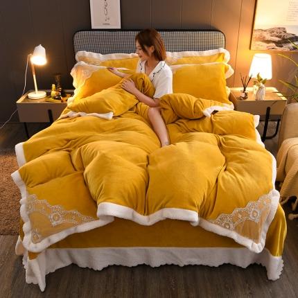 91家纺网 家纺一手货源 找家纺 （总）澳洲羽 2024新款牛奶绒蕾丝拼接款四件套