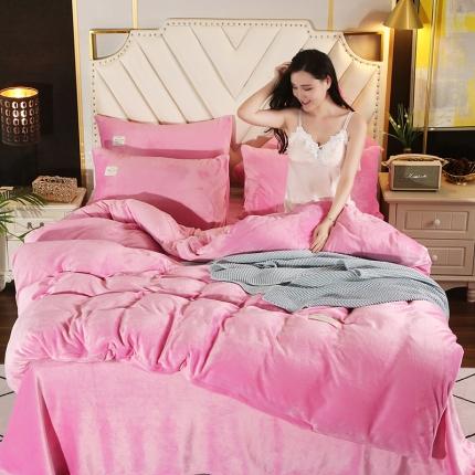 91家纺网 家纺一手货源 找家纺 （总）情恒 2020新款纯色牛奶绒水晶绒法莱绒贴标四件套