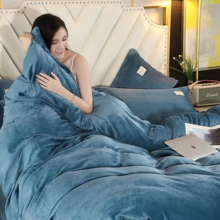 91家纺网 家纺一手货源 找家纺 （总）情恒 2020新款纯色牛奶绒水晶绒法莱绒贴标四件套