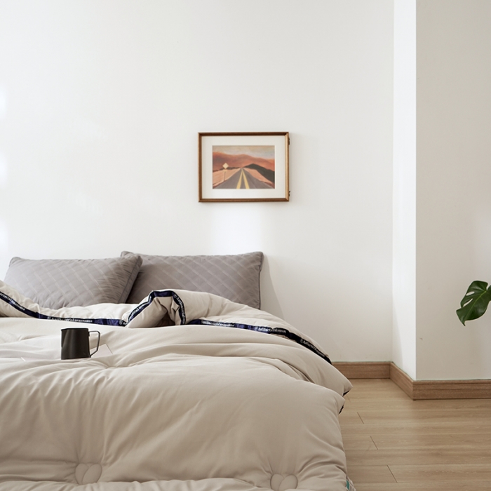 91家纺网 家纺一手货源 找家纺 巴宝路 2021新款立体抗菌大豆被 浅米灰 冬被春秋被地暖被