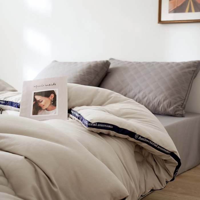 91家纺网 家纺一手货源 找家纺 巴宝路 2021新款立体抗菌大豆被 浅米灰 冬被春秋被地暖被