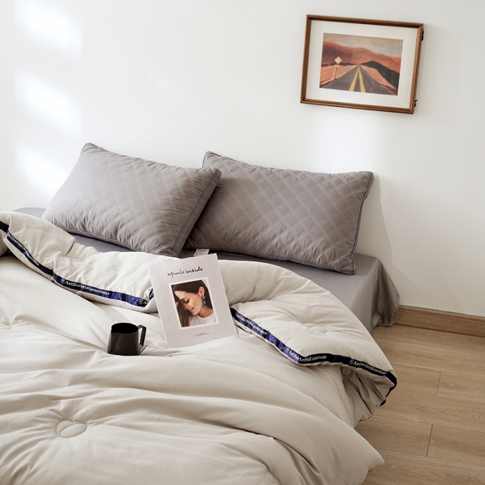 91家纺网 家纺一手货源 找家纺 巴宝路 2021新款立体抗菌大豆被 浅米灰 冬被春秋被地暖被