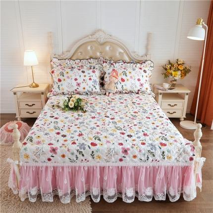 91家纺网 家纺一手货源 找家纺 菊上家纺 2021新款全棉法式浪漫复古蕾丝公主风床裙花香