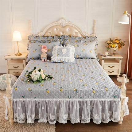 91家纺网 家纺一手货源 找家纺 菊上家纺 2021新款全棉法式浪漫复古蕾丝公主风床裙 灰姑娘