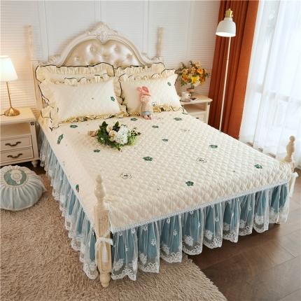 91家纺网 家纺一手货源 找家纺 菊上家纺 2021新款全棉法式浪漫复古蕾丝公主风床裙 幸运草