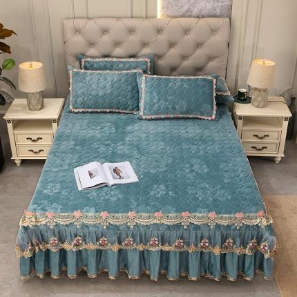 91家纺网 家纺一手货源 找家纺 （总）宜凡家纺 2021新款水晶绒床裙式床盖三件套