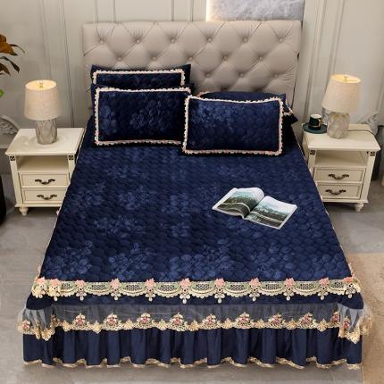 91家纺网 家纺一手货源 找家纺 （总）宜凡家纺 2021新款水晶绒床裙式床盖三件套