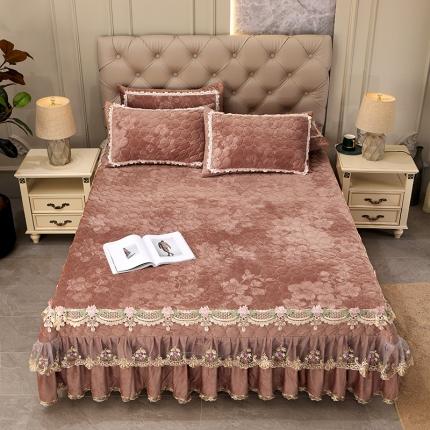 91家纺网 家纺一手货源 找家纺 （总）宜凡家纺 2021新款水晶绒床裙式床盖三件套
