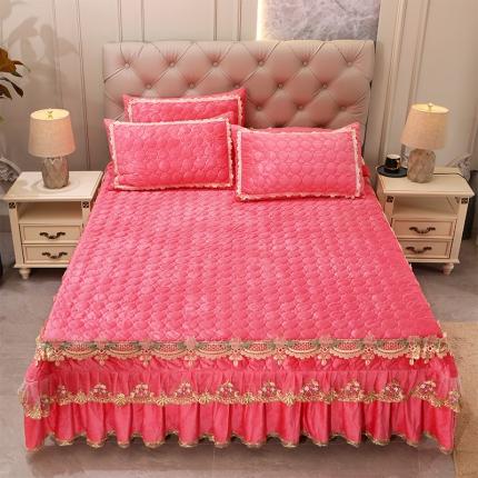 91家纺网 家纺一手货源 找家纺 （总）宜凡家纺 2021新款水晶绒床裙式床盖三件套