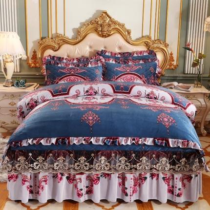 91家纺网 家纺一手货源 找家纺 （总）宜凡家纺 2021新款夹棉水晶绒床裙四件套