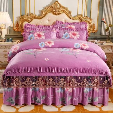 91家纺网 家纺一手货源 找家纺 （总）宜凡家纺 2021新款夹棉水晶绒床裙四件套