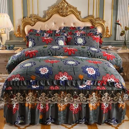 91家纺网 家纺一手货源 找家纺 （总）宜凡家纺 2021新款夹棉水晶绒床裙四件套