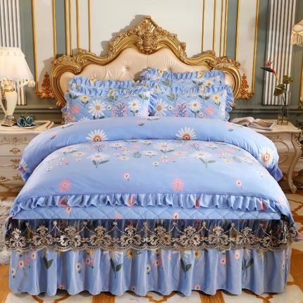 91家纺网 家纺一手货源 找家纺 （总）宜凡家纺 2021新款夹棉水晶绒床裙四件套