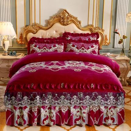 91家纺网 家纺一手货源 找家纺 （总）宜凡家纺 2021新款夹棉水晶绒床裙四件套