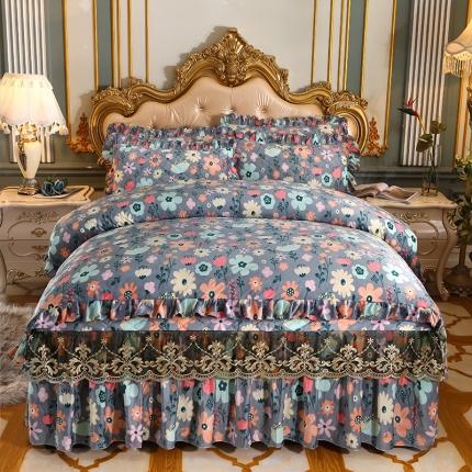 91家纺网 家纺一手货源 找家纺 （总）宜凡家纺 2021新款夹棉水晶绒床裙四件套